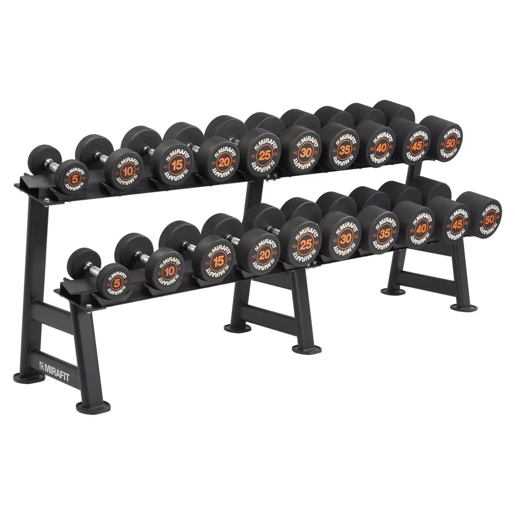 Mirafit Rubber Dumbbell Set with Storage Rack