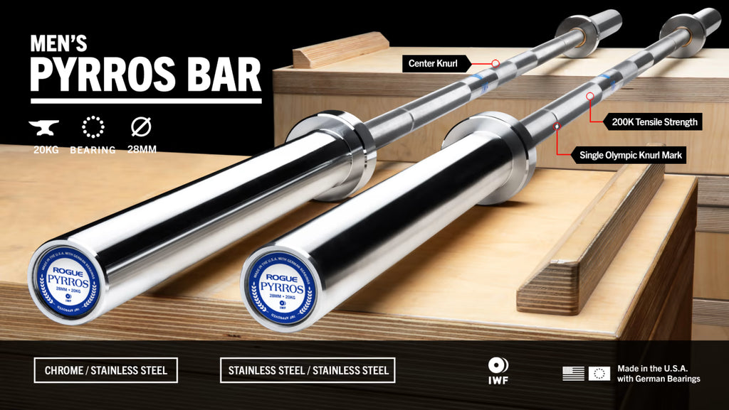 Rogue Fitness Pyrros Bar - 28MM - Stainless Steel